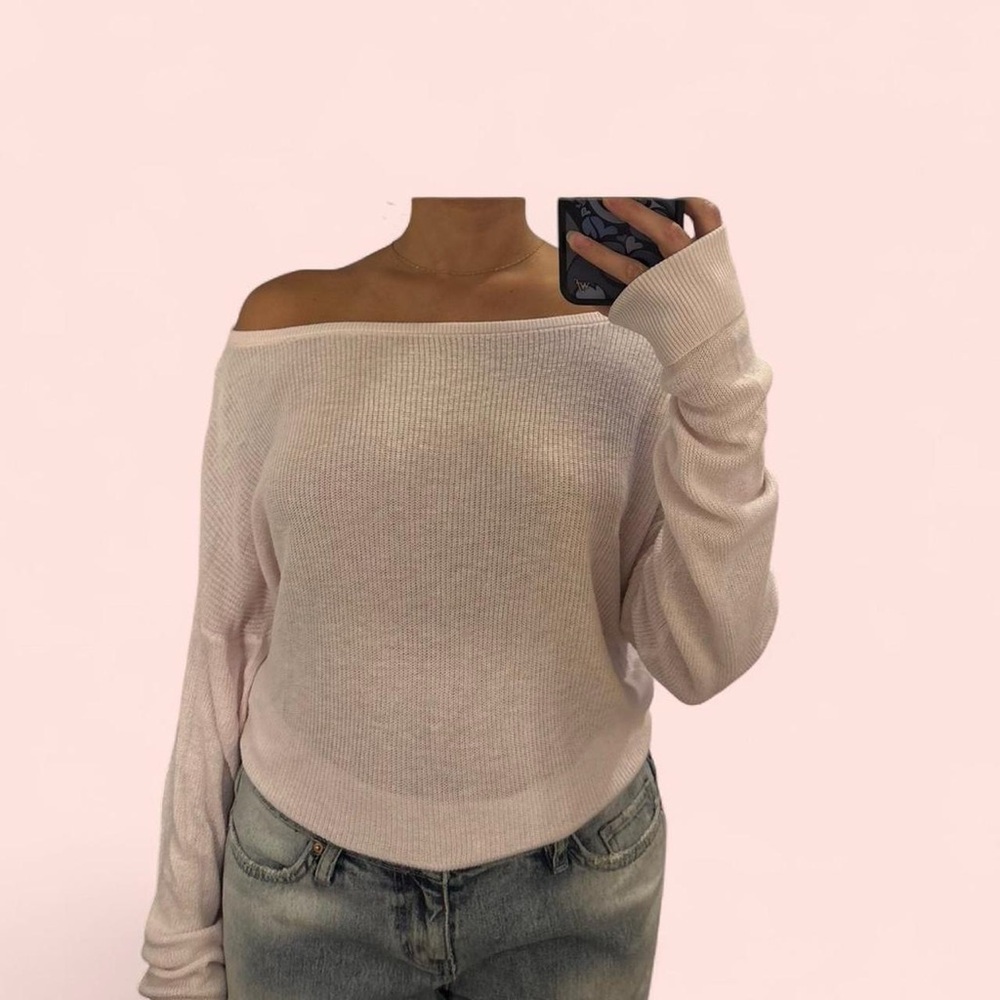 Garage Light Pink Off-Shoulder Sweater